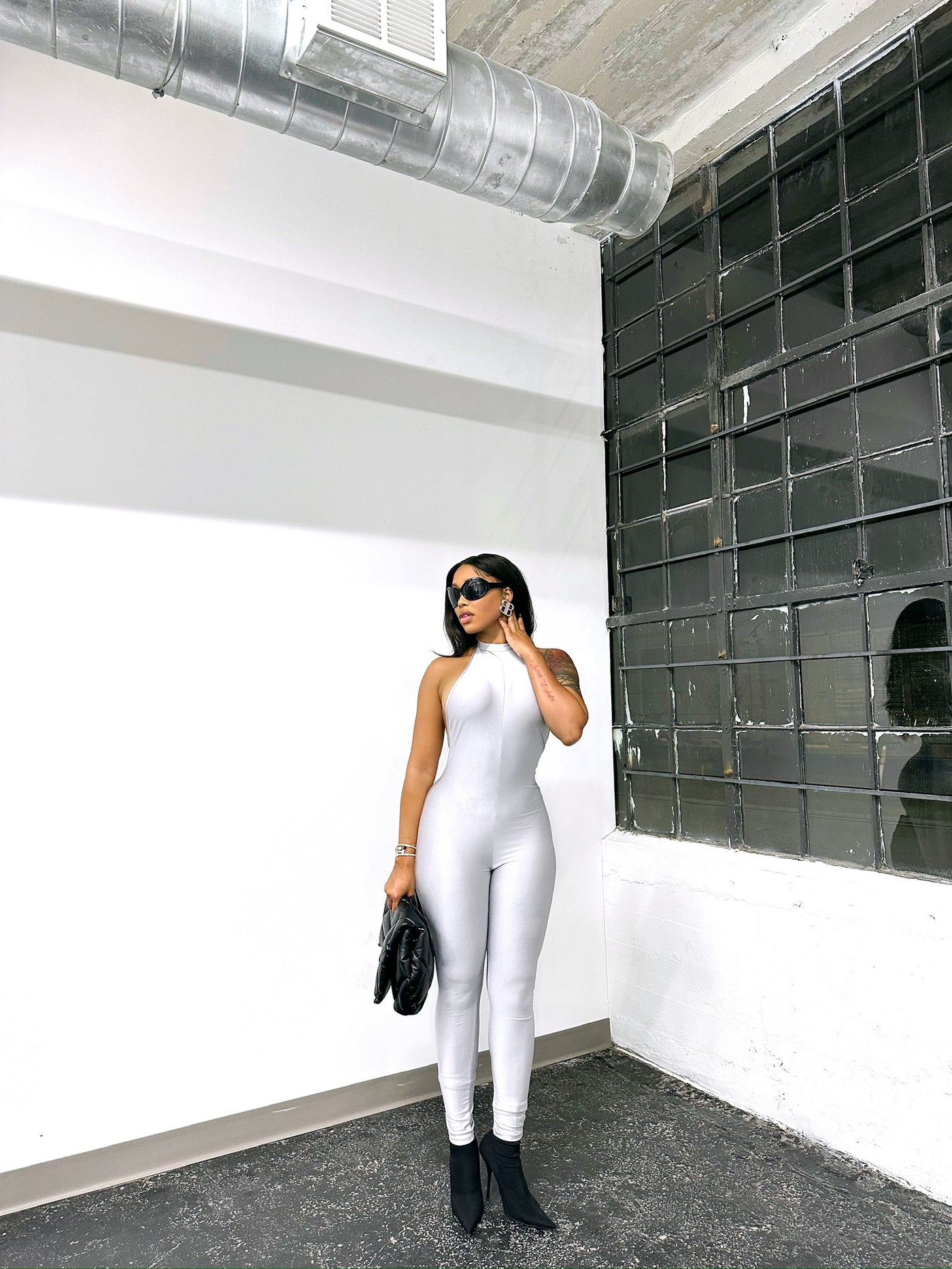 FB SPORT SILVER JUMPSUIT