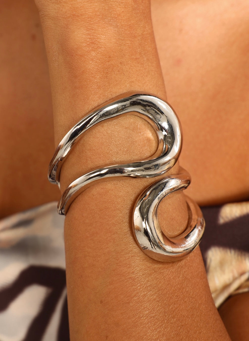 Silver Wave Open Cuff