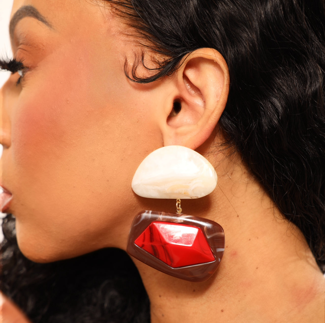 Crimson Layers Statement Earrings