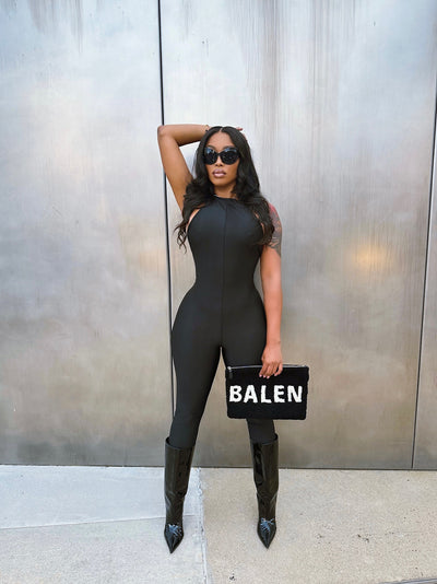 FB SPORT BLACK JUMPSUIT